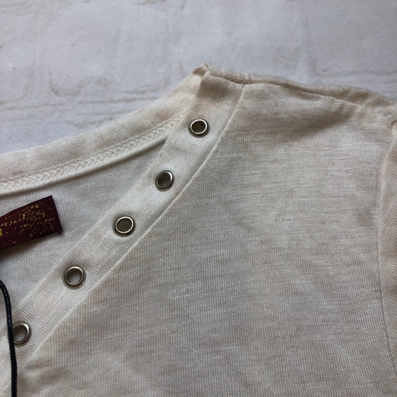 7 for all Mankind bell sleeve cream long sleeve tee M NWT embellished Host Pick! - Picture 6 of 11